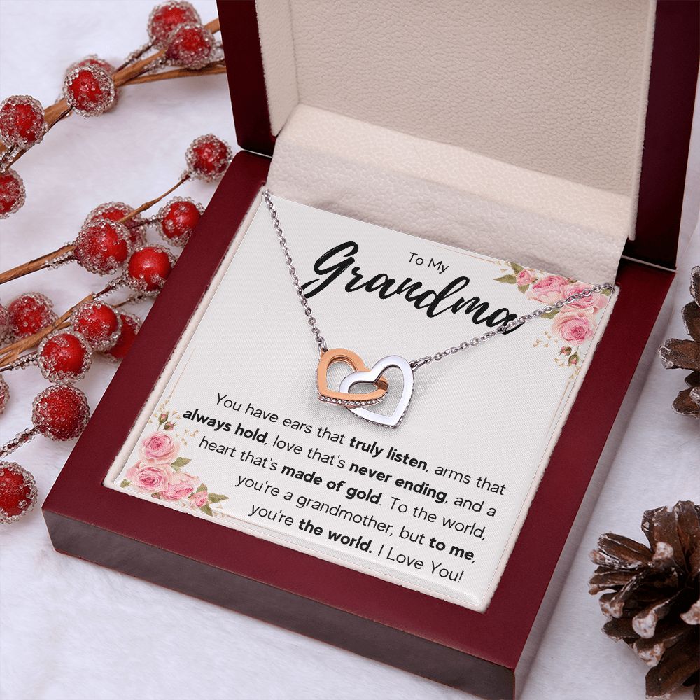 TO MY GRANDMA NEVER ENDING INTERLOCKING HEARTS NECKLACE GIFT SET