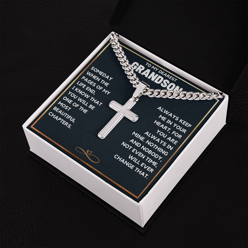 TO MY GRANDSON CHAPTERS CROSS CHAIN GIFT SET
