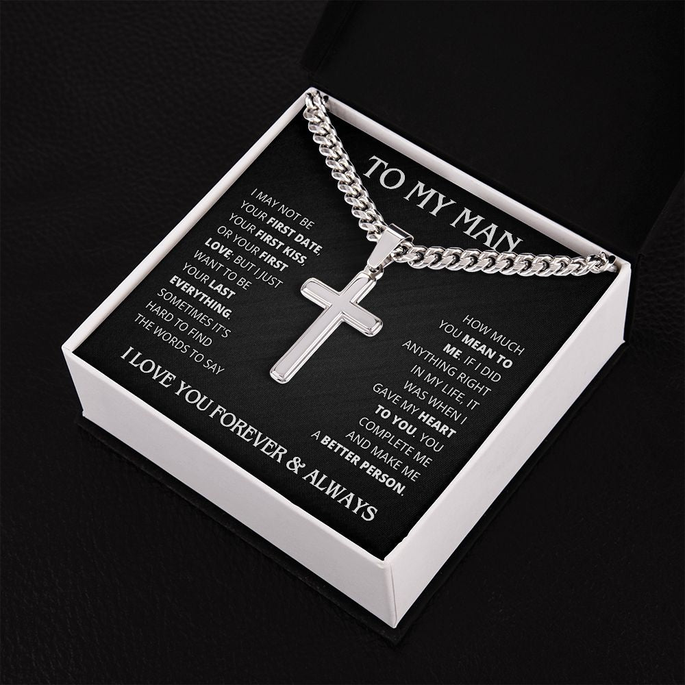 TO MY MAN LAST EVERYTHING CROSS CHAIN GIFT SET