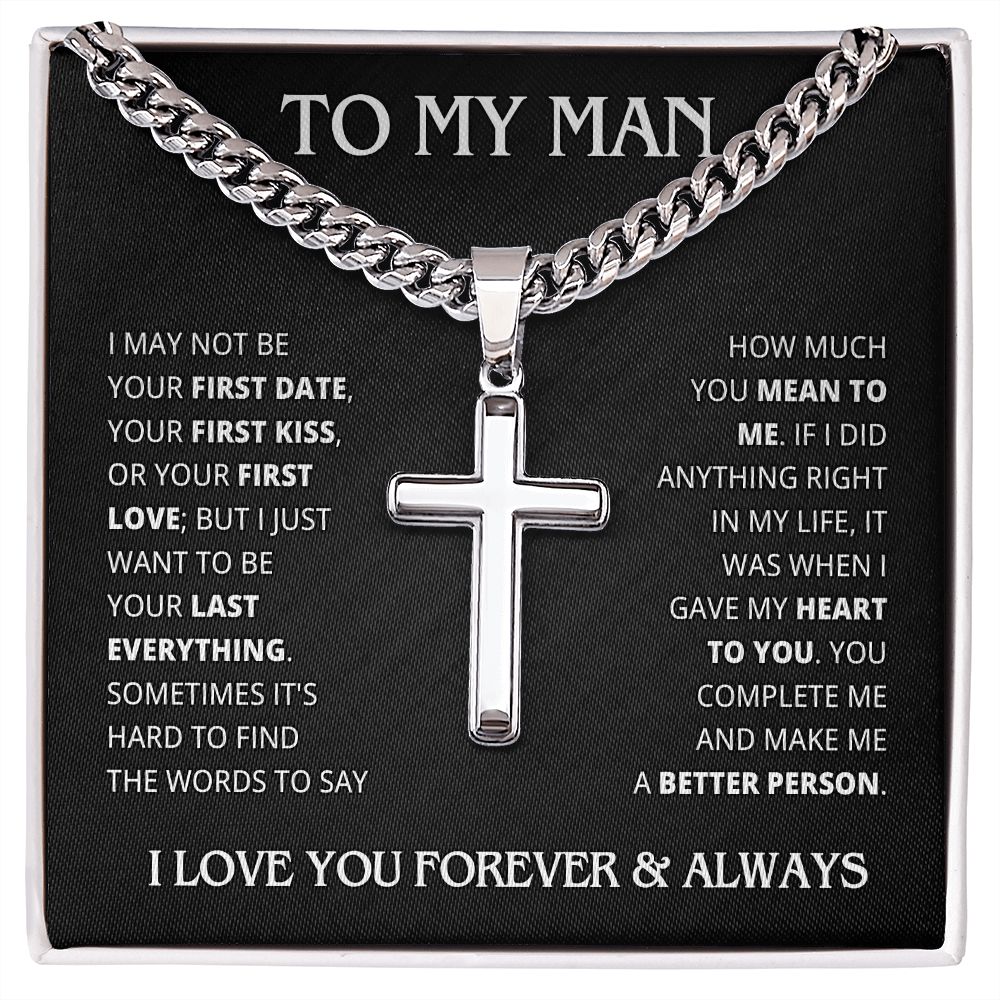 TO MY MAN LAST EVERYTHING CROSS CHAIN GIFT SET