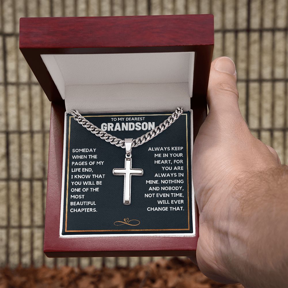 TO MY GRANDSON CHAPTERS CROSS CHAIN GIFT SET