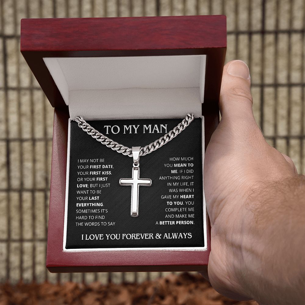 TO MY MAN LAST EVERYTHING CROSS CHAIN GIFT SET