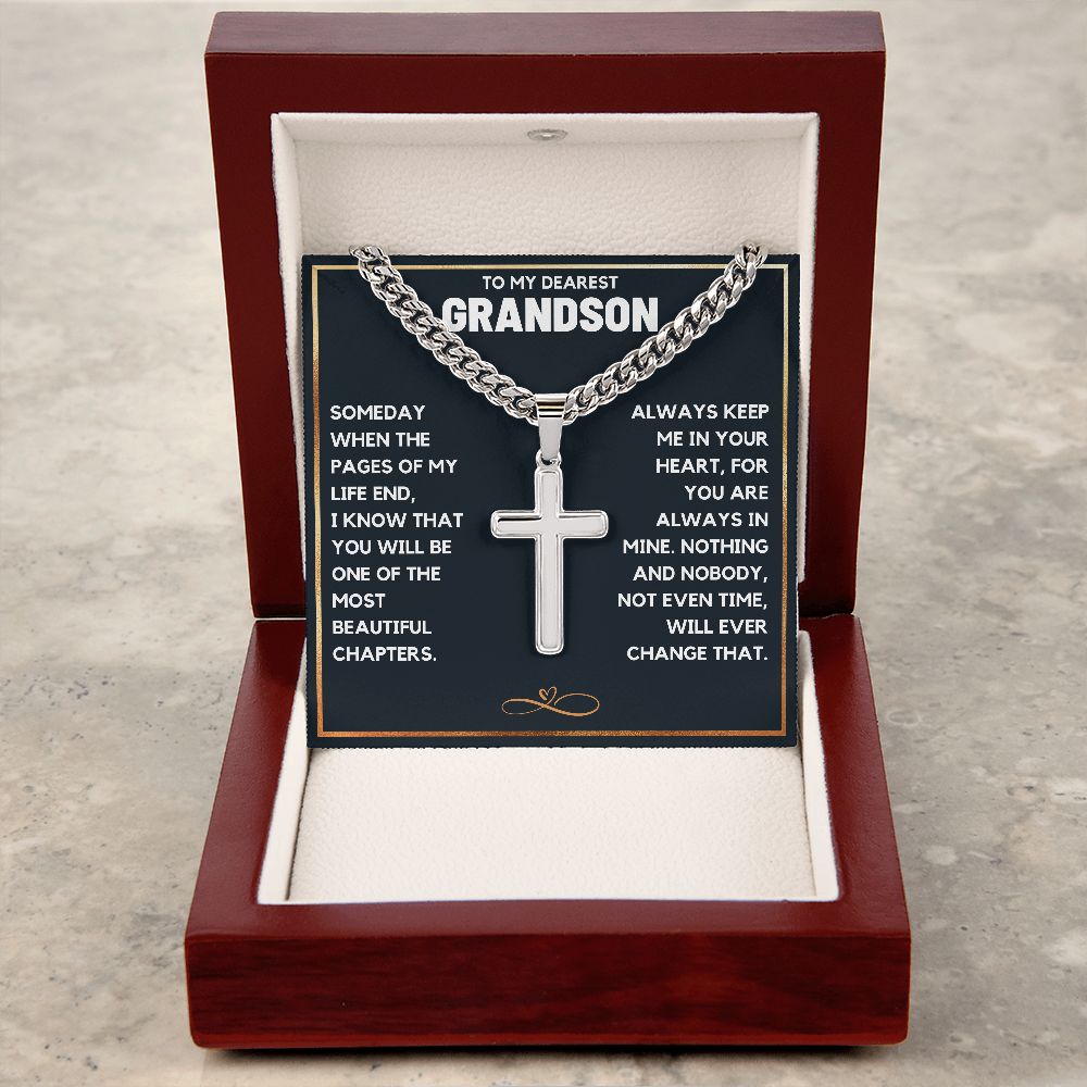 TO MY GRANDSON CHAPTERS CROSS CHAIN GIFT SET