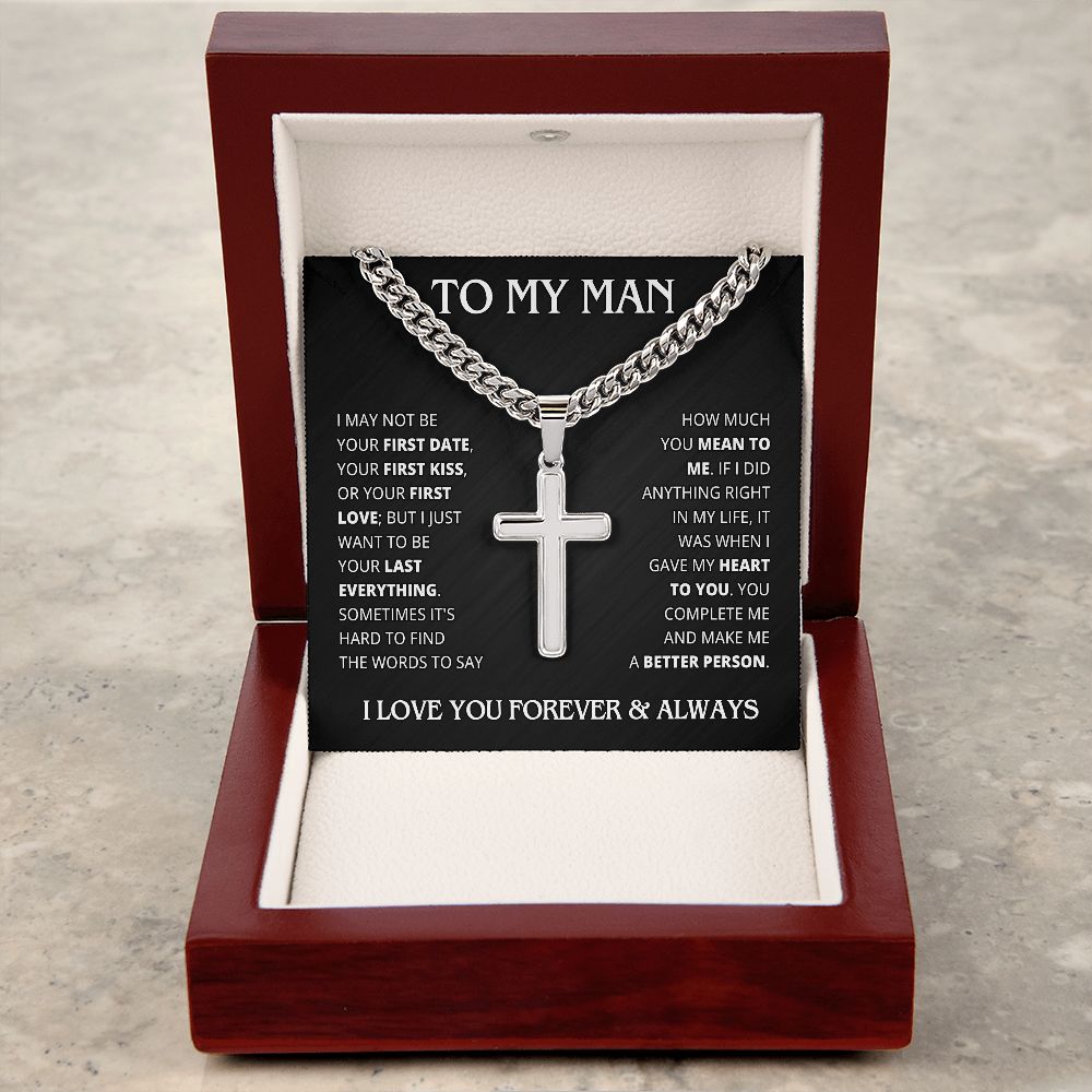 TO MY MAN LAST EVERYTHING CROSS CHAIN GIFT SET