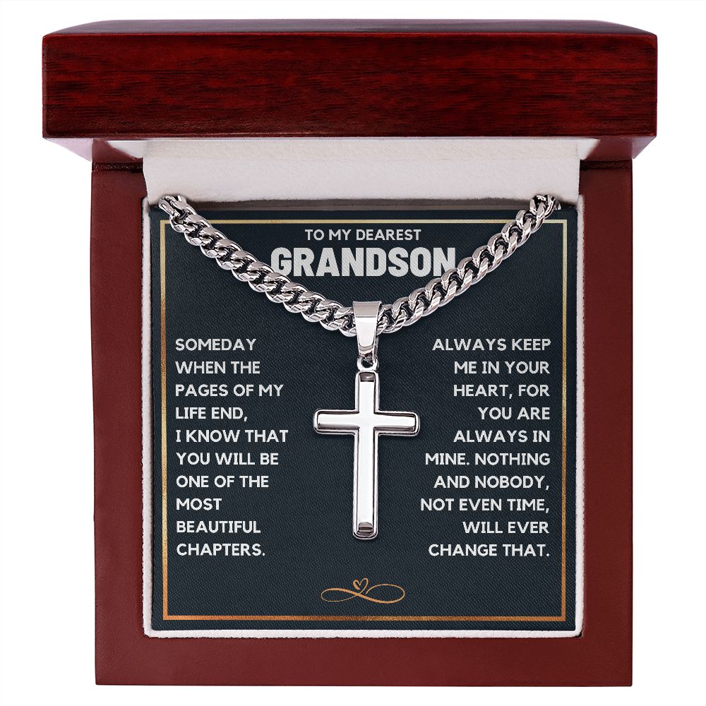 TO MY GRANDSON CHAPTERS CROSS CHAIN GIFT SET