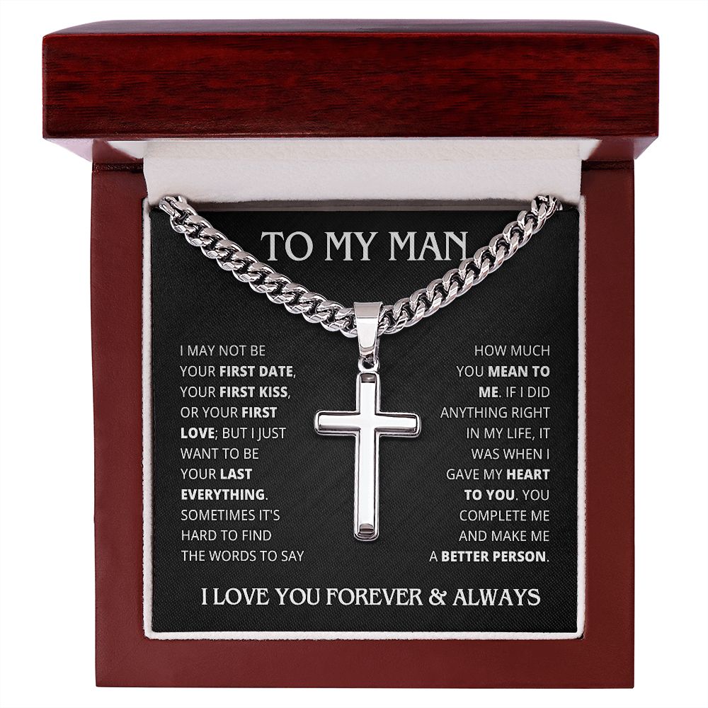 TO MY MAN LAST EVERYTHING CROSS CHAIN GIFT SET