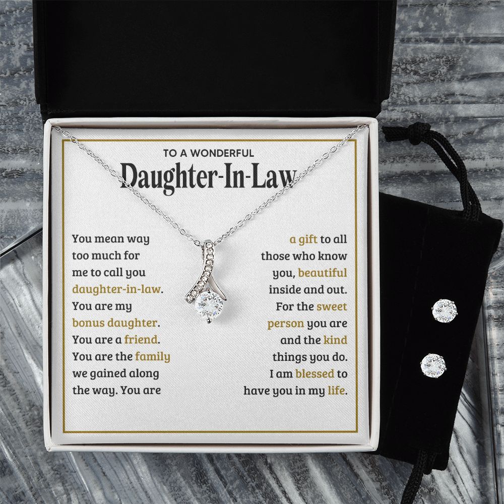 TO MY DAUGHTER IN LAW SWEET PERSON ALLURING BEAUTY NECKLACE AND EARRINGS GIFT SET
