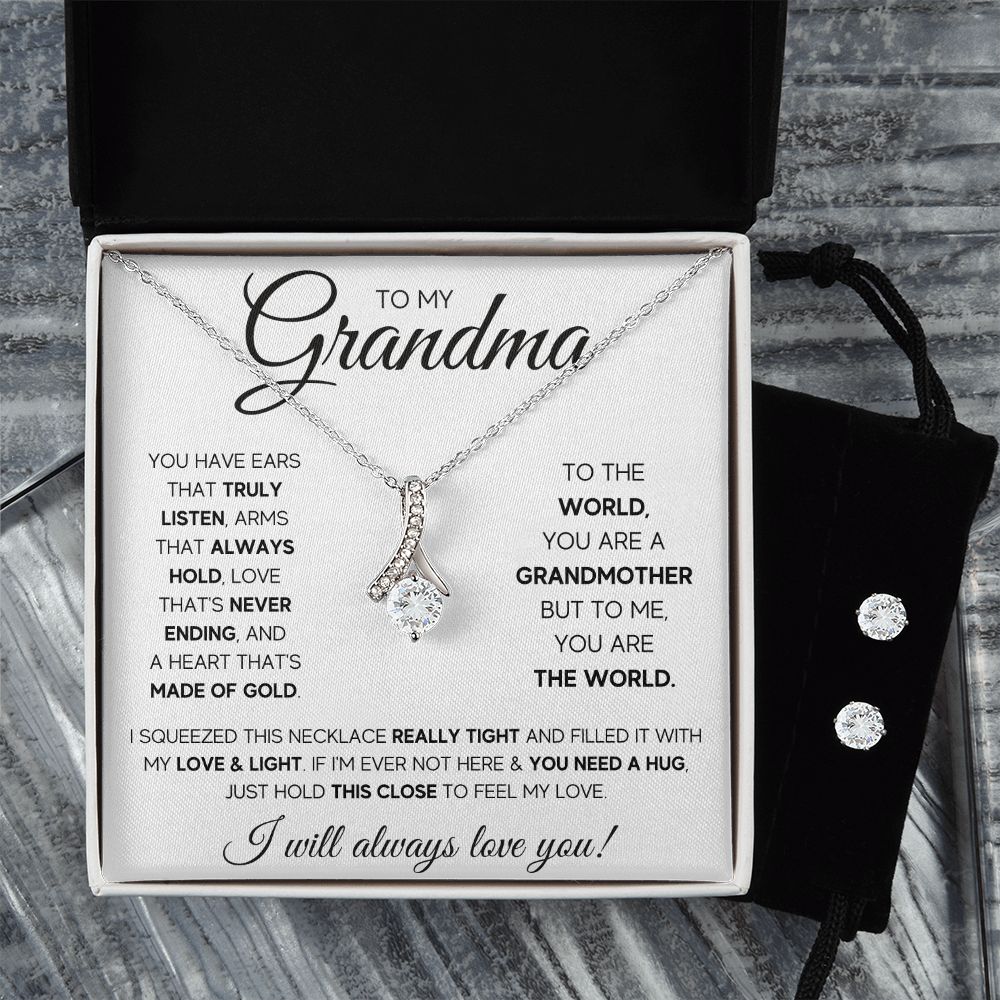 TO MY GRANDMA SQUEEZED ALLURING BEAUTY NECKLACE AND EARRINGS GIFT SET