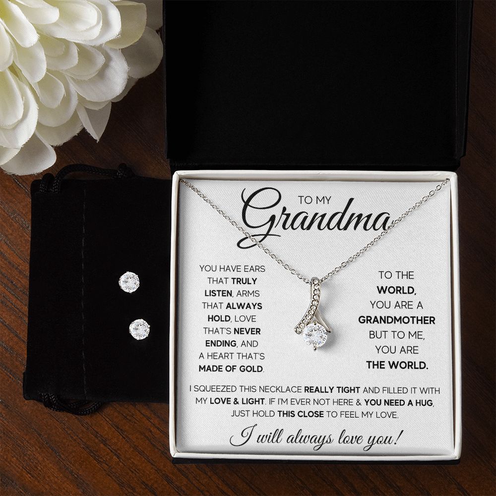 TO MY GRANDMA SQUEEZED ALLURING BEAUTY NECKLACE AND EARRINGS GIFT SET