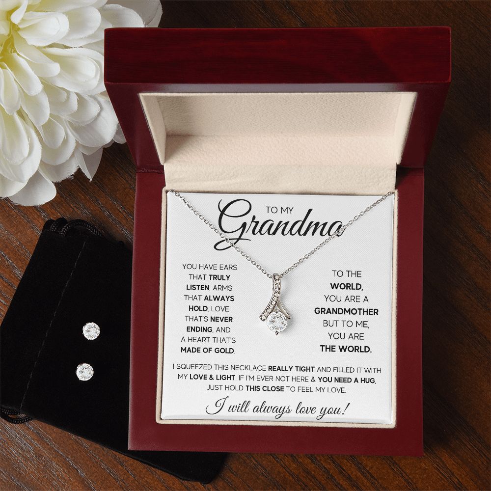 TO MY GRANDMA SQUEEZED ALLURING BEAUTY NECKLACE AND EARRINGS GIFT SET