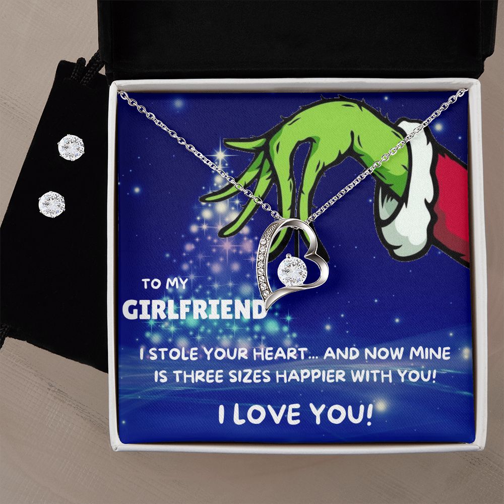 TO MY GIRLFRIEND FOREVER LOVE NECKLACE AND EARRINGS SET - GRINCH