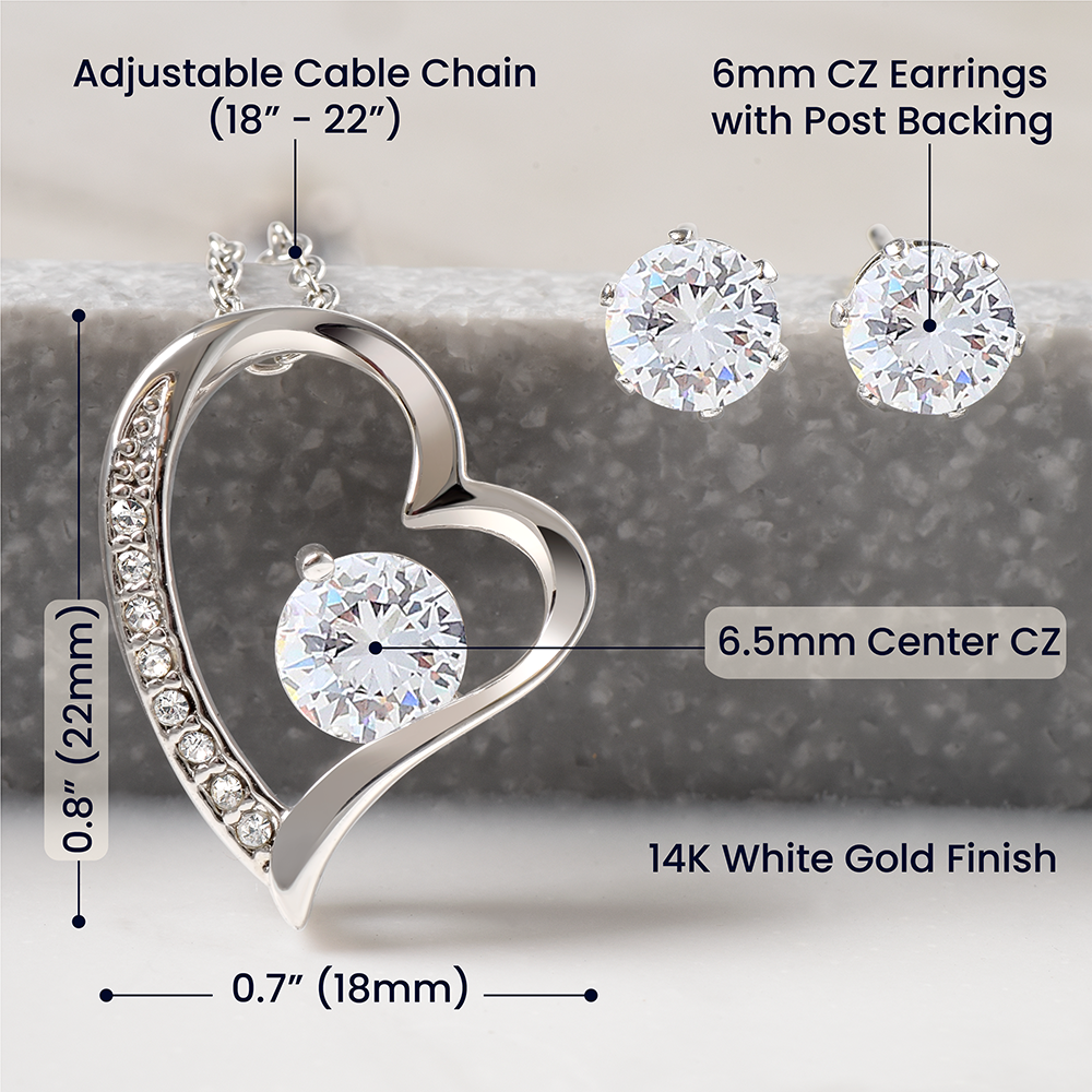 TO MY GIRLFRIEND FOREVER LOVE NECKLACE AND EARRINGS SET - GRINCH