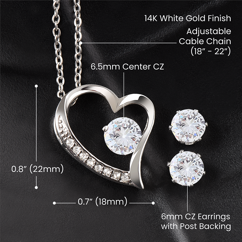 TO MY GIRLFRIEND FOREVER LOVE NECKLACE AND EARRINGS SET - GRINCH
