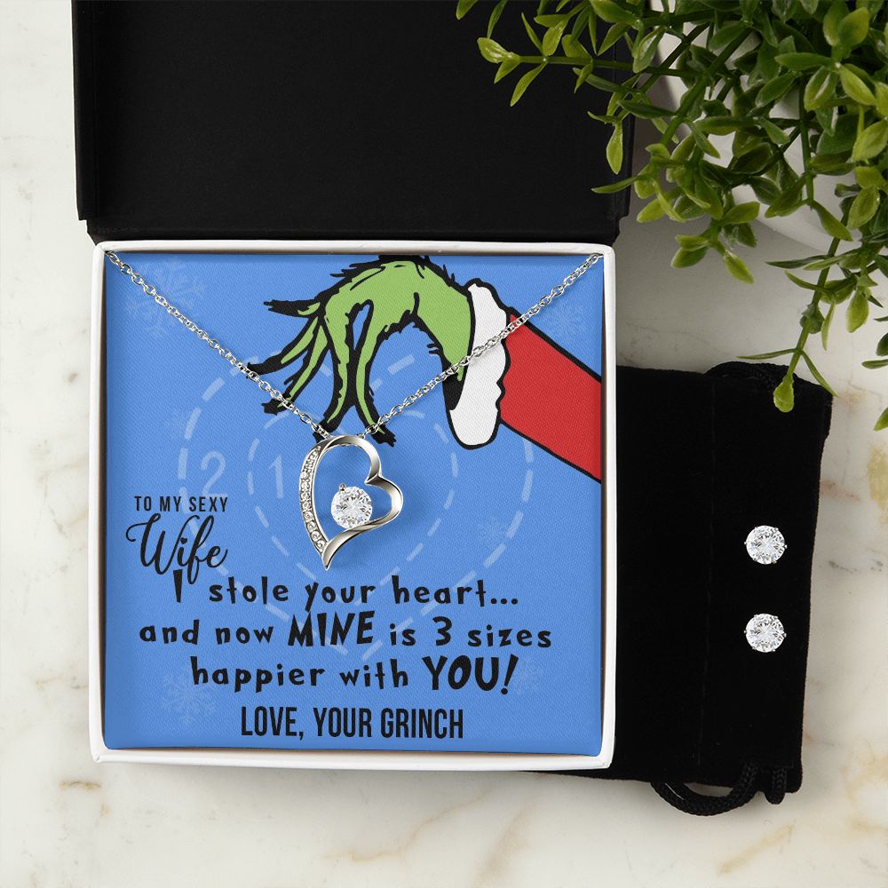 TO MY SEXY WIFE FOREVER LOVE EARRING SET - GRINCH