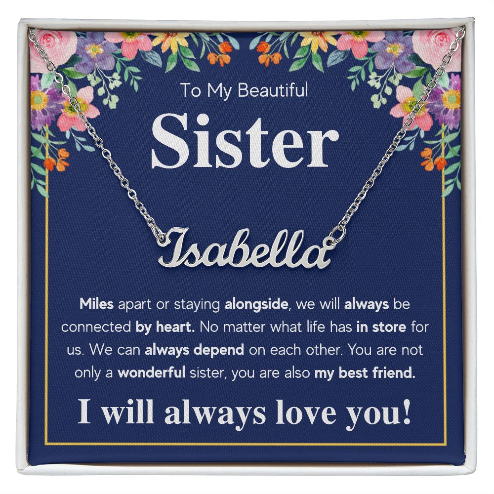 TO MY SISTER CONNECTED NAME NECKLACE GIFT SET