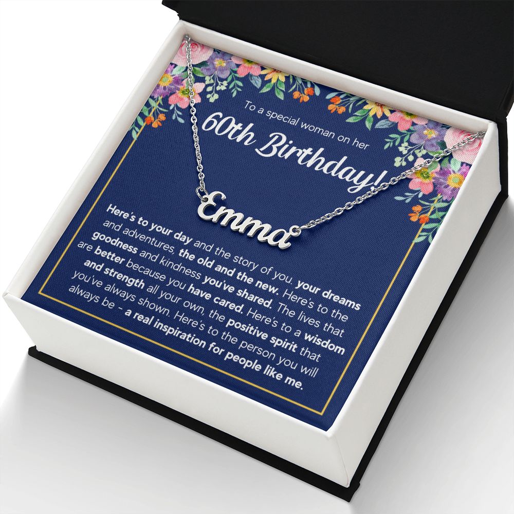60TH BIRTHDAY PINK WISDOM CUSTOM NAME NECKLACE