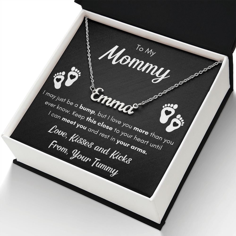 TO MY MOMMY BUMP NAME NECKLACE GIFT SET