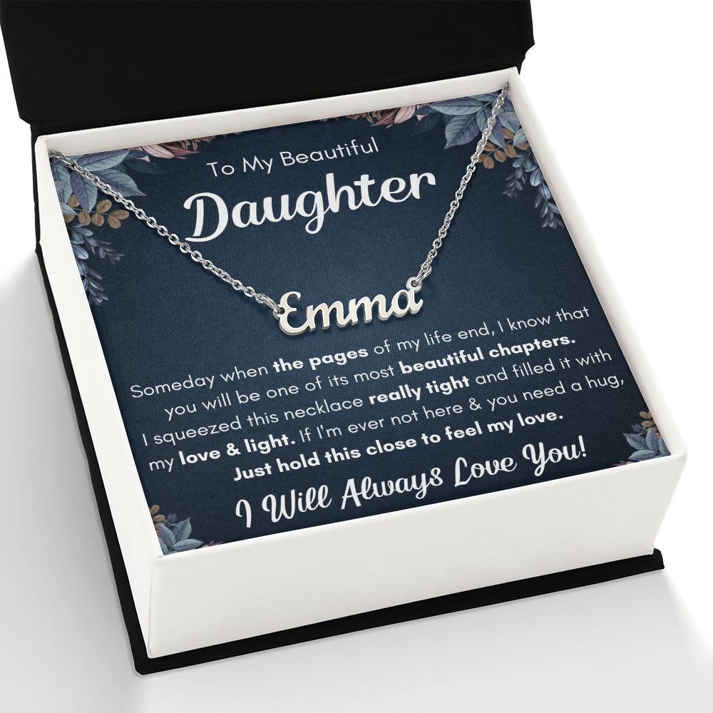 TO MY DAUGHTER CHAPTERS SQUEEZED NAME NECKLACE GIFT SET