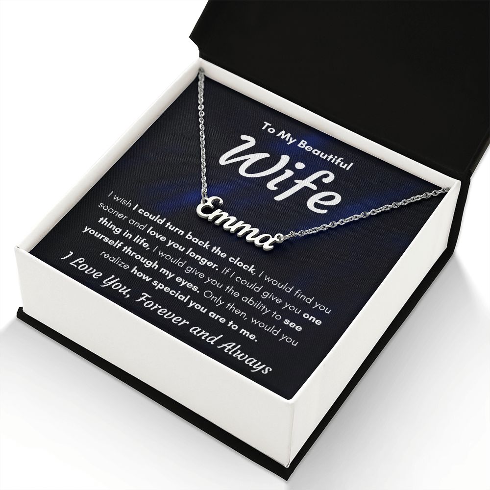 TO MY WIFE SOONER NAME NECKLACE GIFT SET