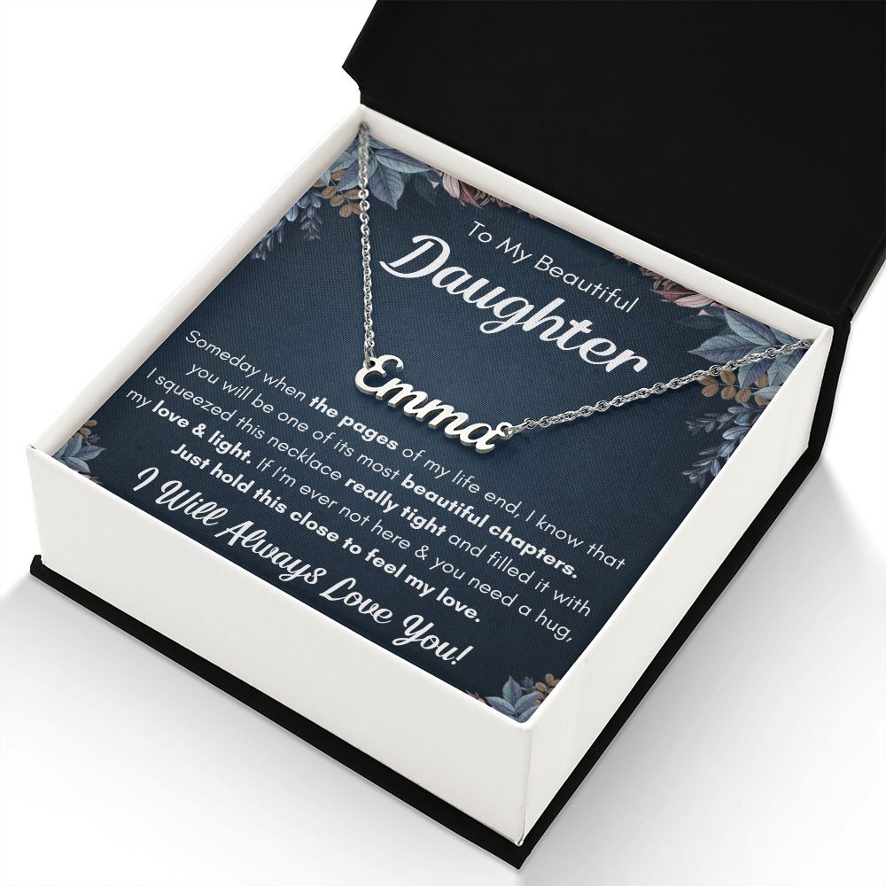 TO MY DAUGHTER CHAPTERS SQUEEZED NAME NECKLACE GIFT SET