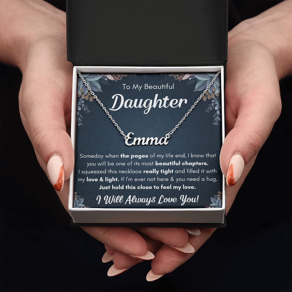 TO MY DAUGHTER CHAPTERS SQUEEZED NAME NECKLACE GIFT SET