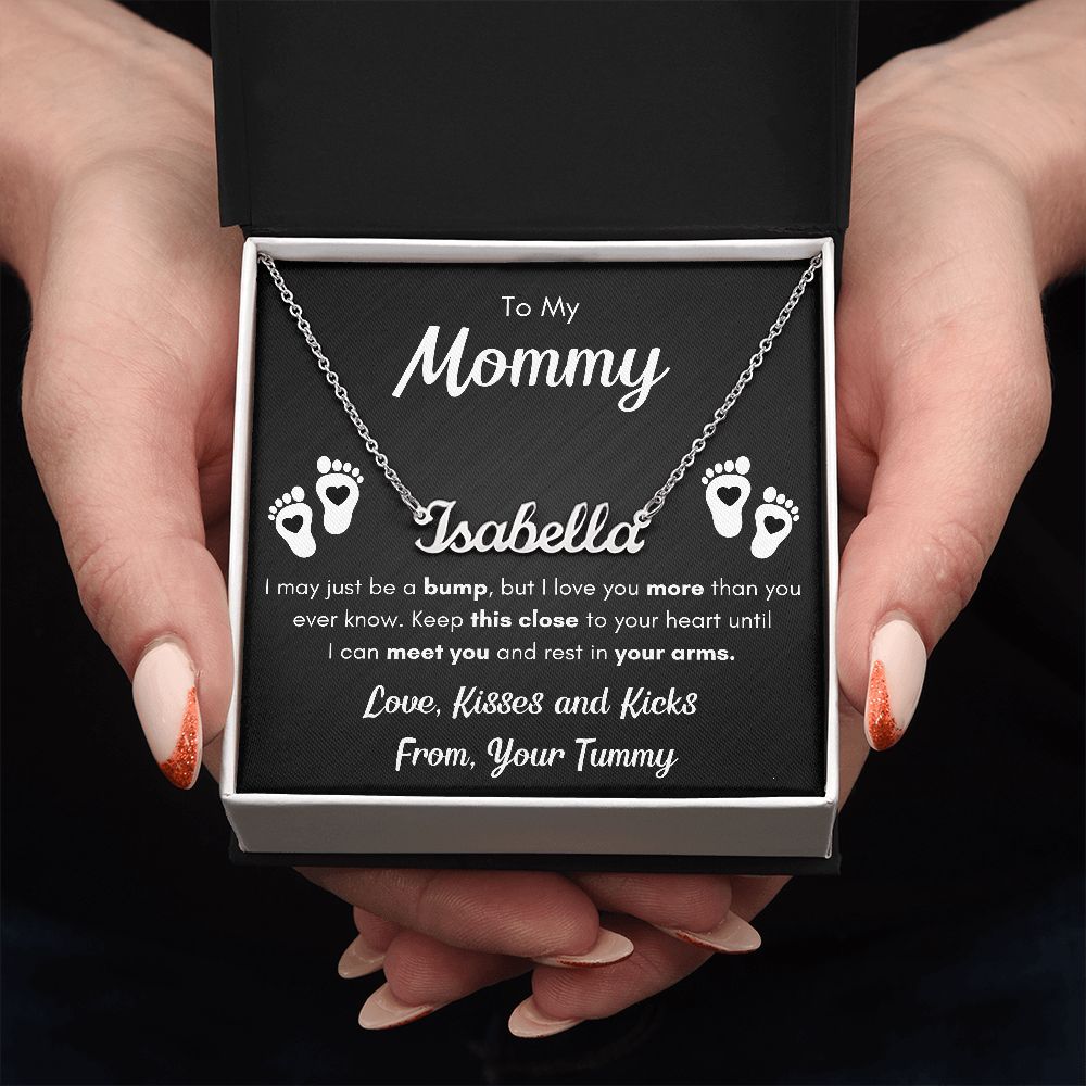 TO MY MOMMY BUMP NAME NECKLACE GIFT SET