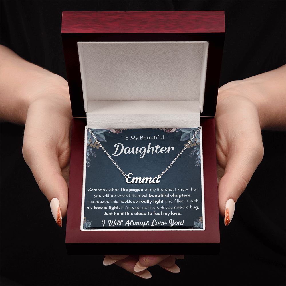 TO MY DAUGHTER CHAPTERS SQUEEZED NAME NECKLACE GIFT SET
