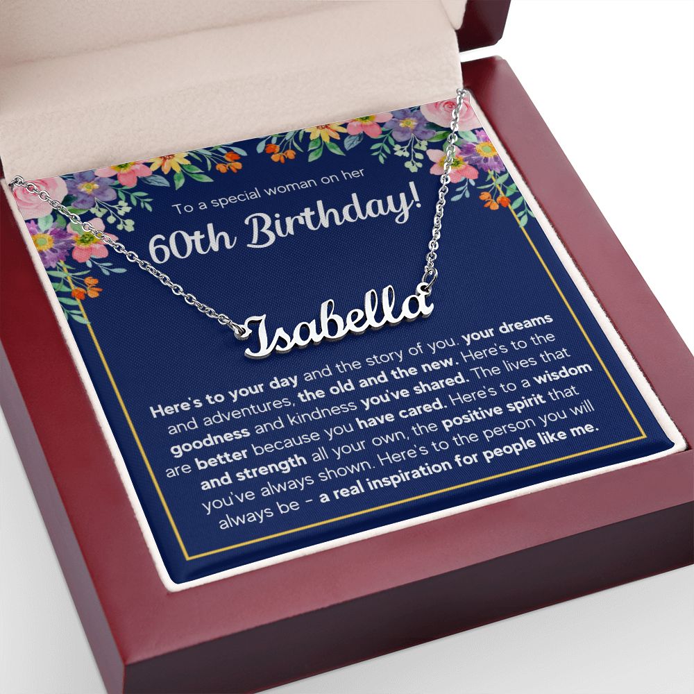 60TH BIRTHDAY PINK WISDOM CUSTOM NAME NECKLACE