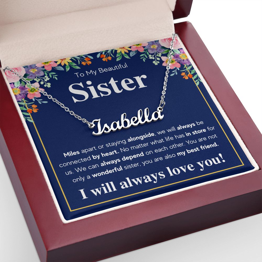 TO MY SISTER CONNECTED NAME NECKLACE GIFT SET
