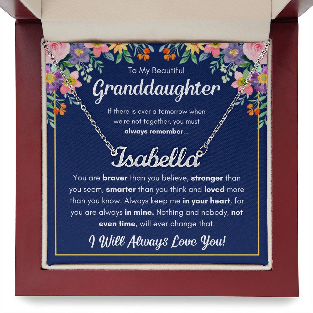 TO MY GRANDDAUGHTER BRAVER NAME NECKLACE GIFT SET