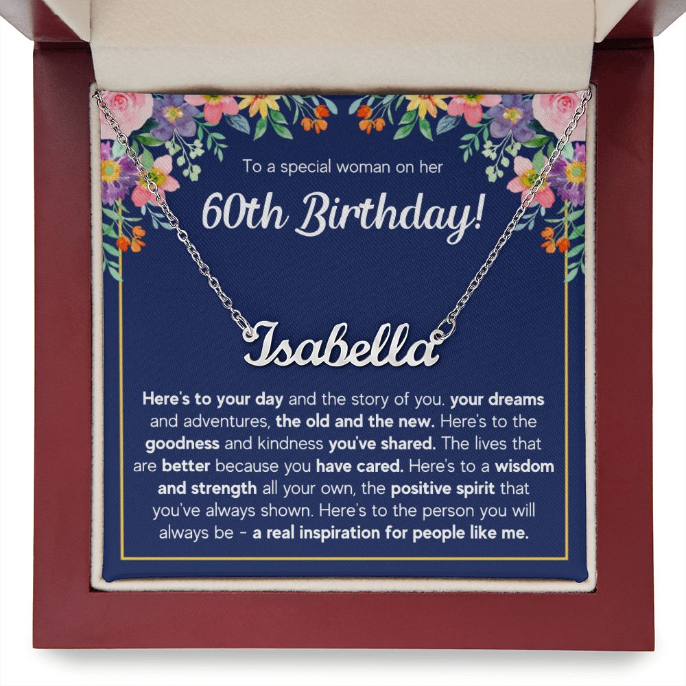 60TH BIRTHDAY PINK WISDOM CUSTOM NAME NECKLACE