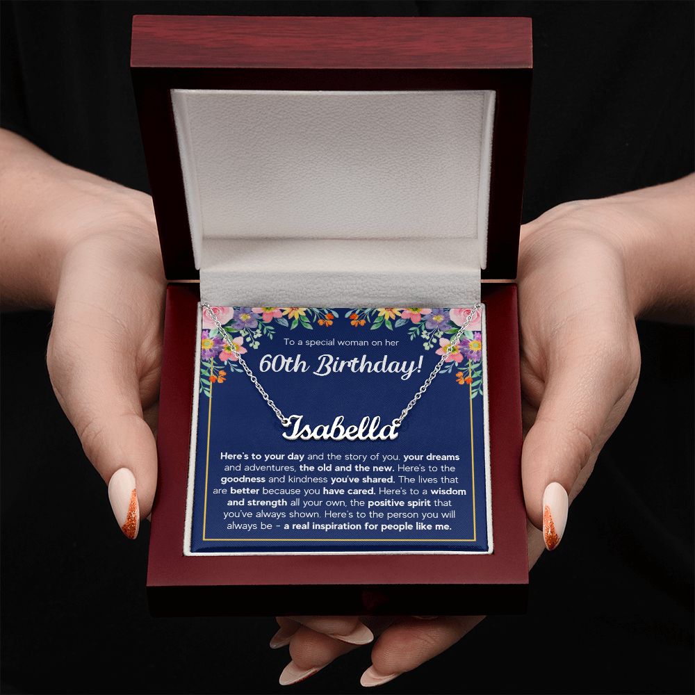 60TH BIRTHDAY PINK WISDOM CUSTOM NAME NECKLACE