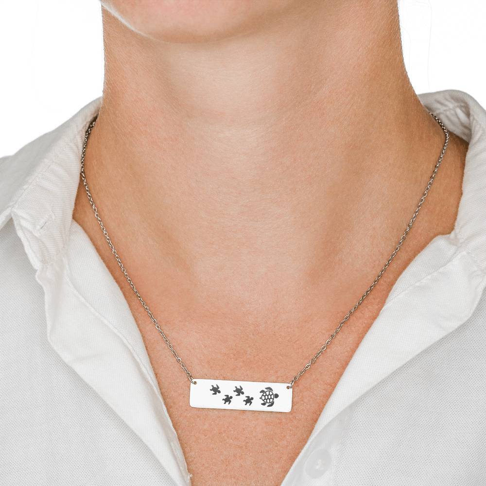 Personalized Mama Turtle + 4 Babies - Necklace