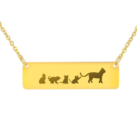 Personalized Mama Cat + 4 Kittens - Necklace