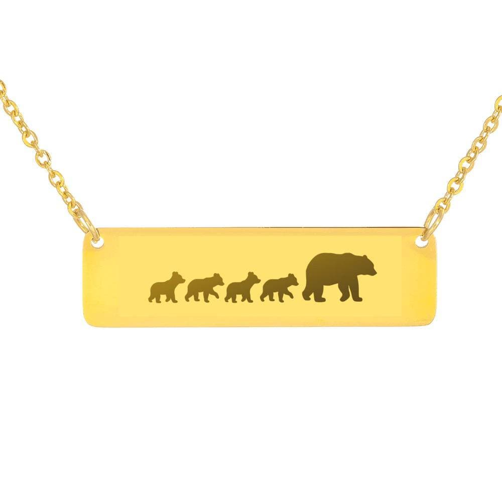 Personalized Mama Bear + 4 Bear Cubs - Necklace