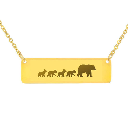 Personalized Mama Bear + 4 Bear Cubs - Necklace
