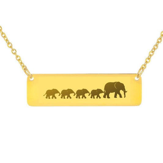 Personalized Mama Elephant + 4 Babies - Necklace