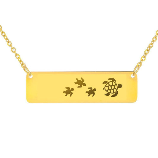 Personalized Mama Turtle + 3 Babies - Necklace