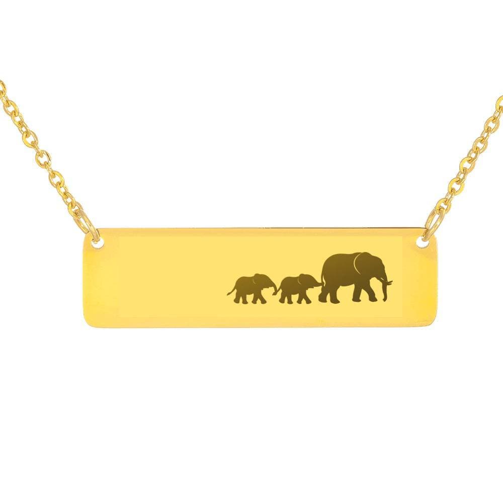 Personalized Mama Elephant + 2 Babies - Necklace