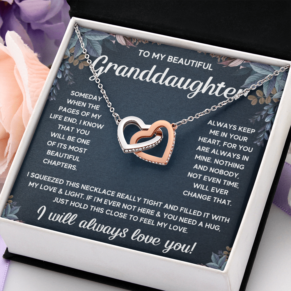 TO MY GRANDDAUGHTER SQUEEZED INTERLOCKING NECKLACE GIFT SET