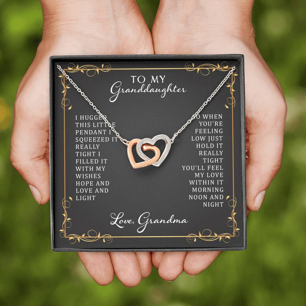 Granddaughter, I Hugged This Little Pendant, Interlocking Hearts Necklace