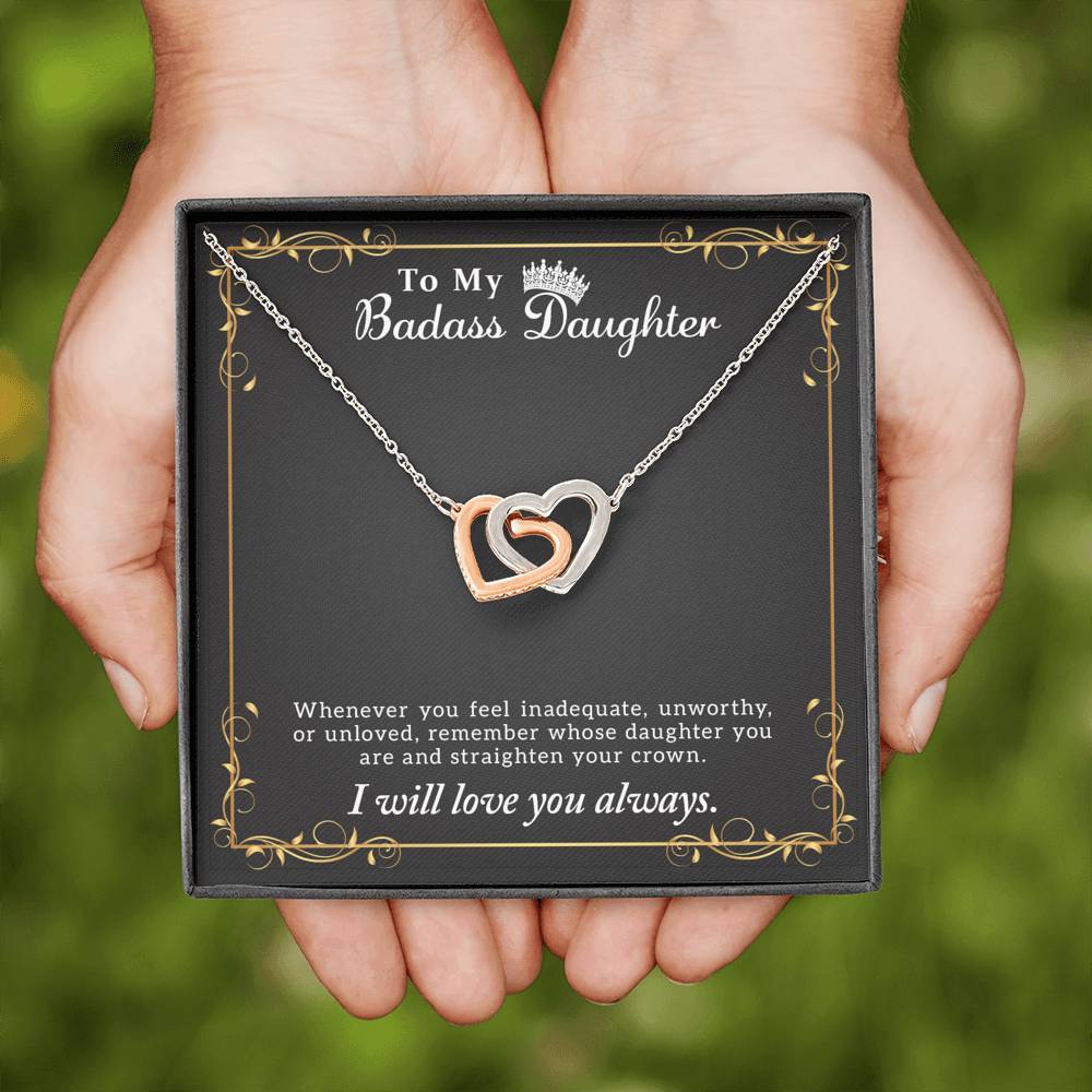 Badass Daughter, Interlocking Hearts Necklace