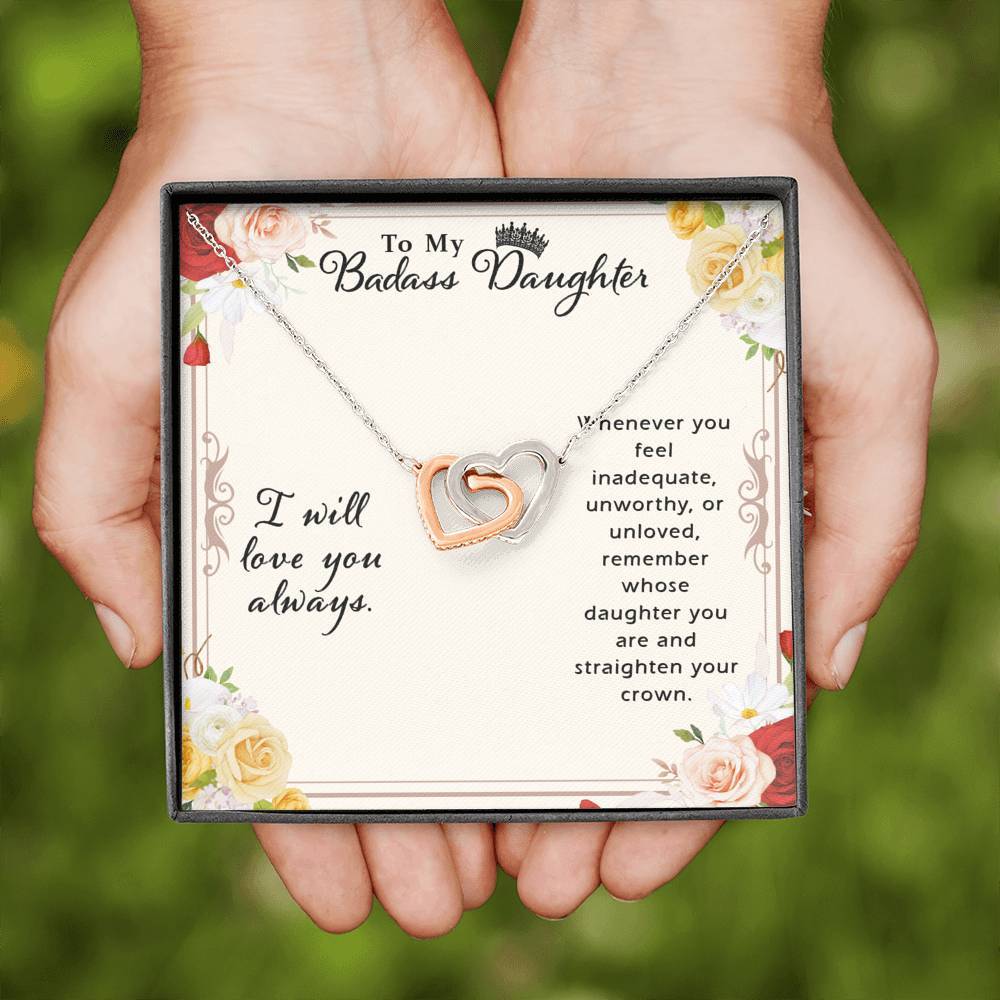 Badass Daughter, Interlocking Hearts Necklace