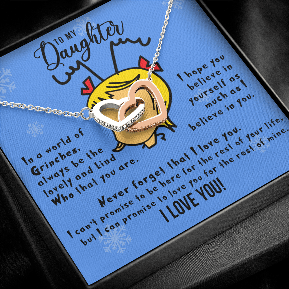 To Daughter, Always Be Lovely and Kind Who, Interlocking Hearts Necklace