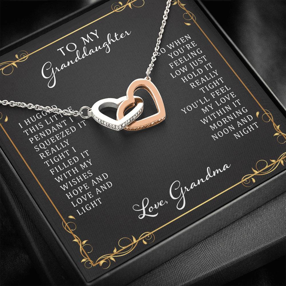 Granddaughter, I Hugged This Little Pendant, Interlocking Hearts Necklace