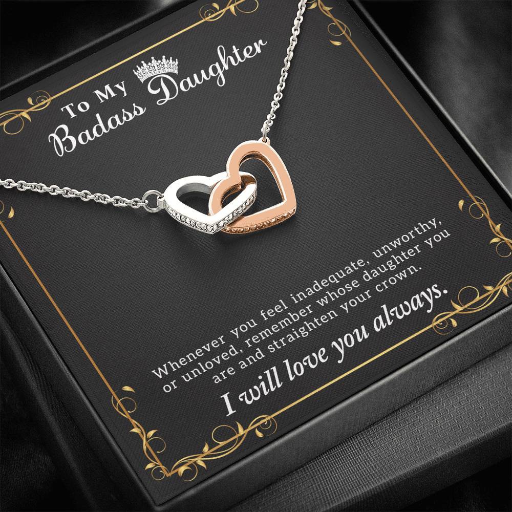 Badass Daughter, Interlocking Hearts Necklace