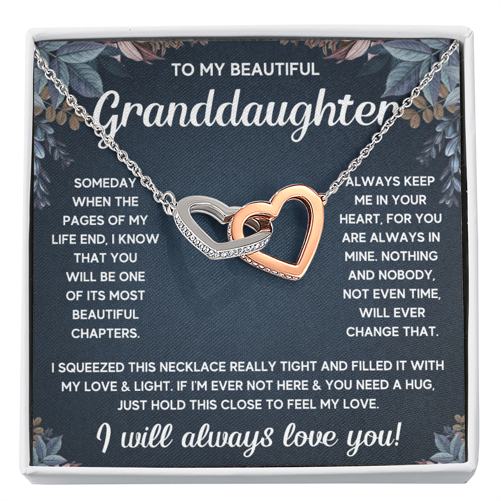 TO MY GRANDDAUGHTER SQUEEZED INTERLOCKING NECKLACE GIFT SET
