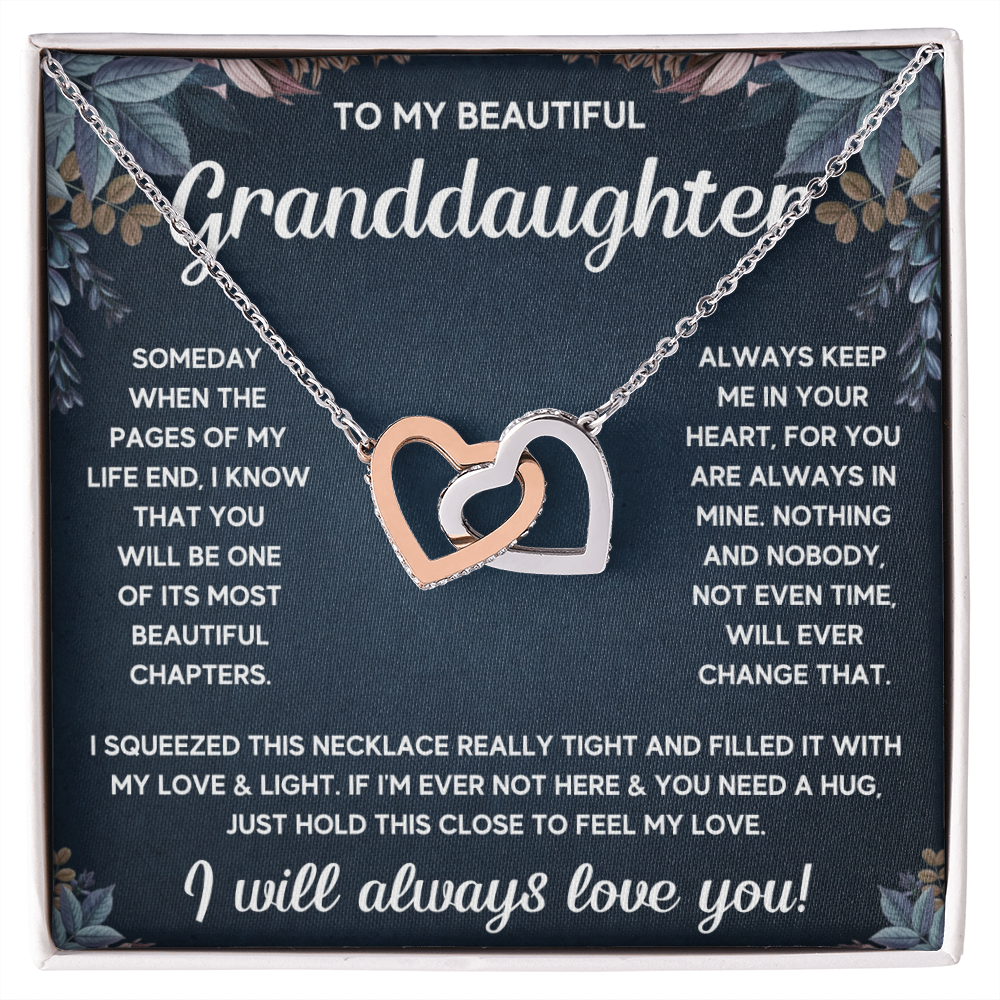 TO MY GRANDDAUGHTER SQUEEZED INTERLOCKING NECKLACE GIFT SET