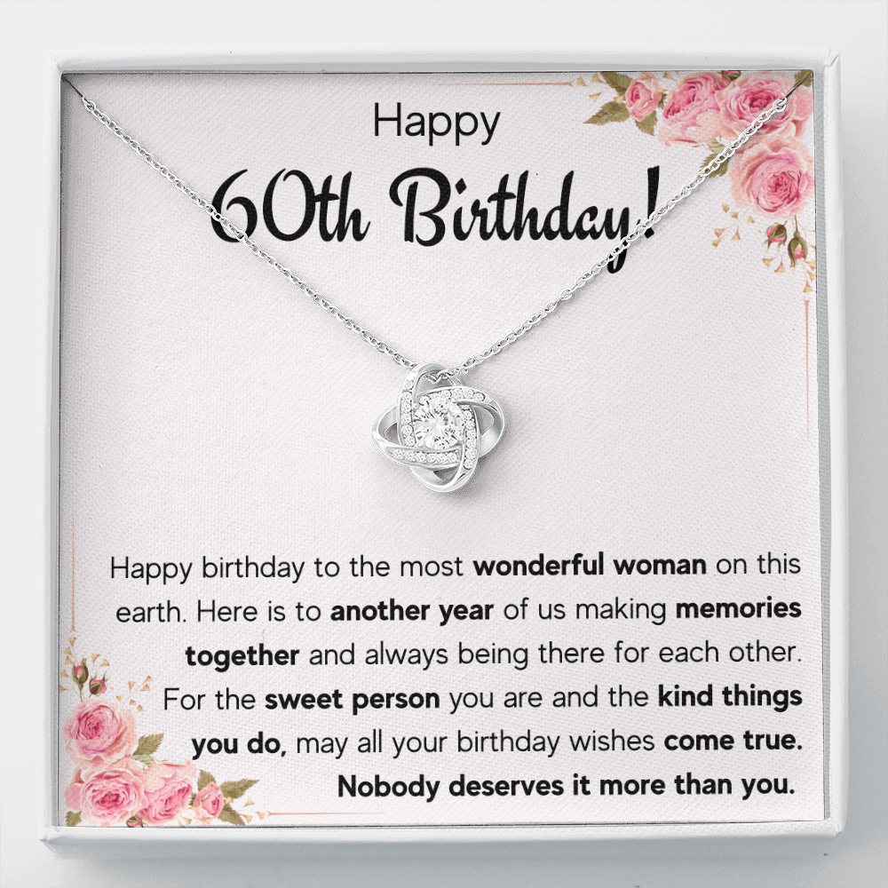 60TH BIRTHDAY MEMORIES LOVE KNOT NECKLACE GIFT SET