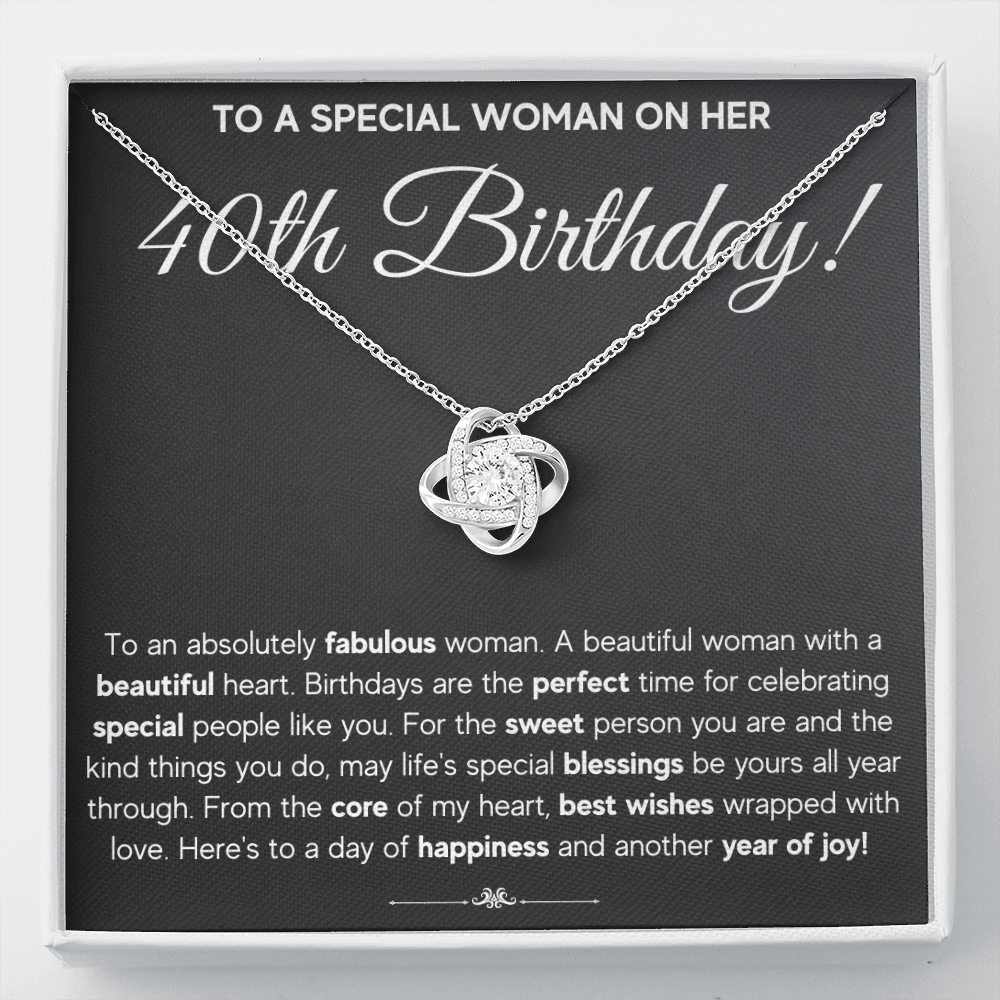 40TH BIRTHDAY FABULOUS LOVE KNOT NECKLACE GIFT SET
